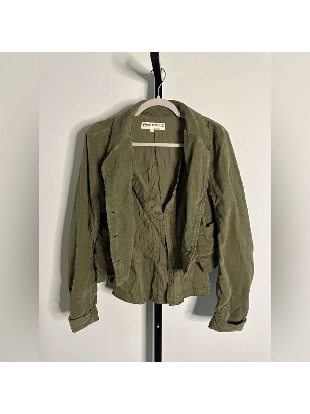 Free People Army Green Corduroy Heritage Jacket with Vest Size M-like new - Picture 9 of 15